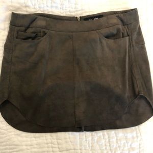 Suede army green mini skirt